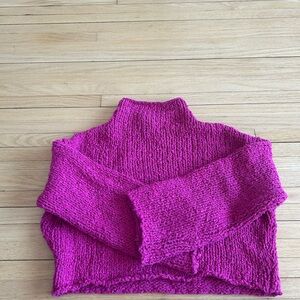 Anthropologie Fuchsia bell sleeve Sweater